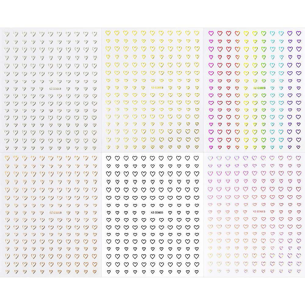 Adesivo de unha de tamanho pequeno simples com letras de luz de estrela de amor vazadas adesivo de unha autoadesivo decoração de unha