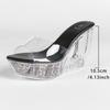 10,5 cm 2026 Stile Coreano 11 CM Sandali Zeppa, Tacchi Pole Dance con Suola in Cristallo, Scarpe da Donna alla Moda per Sfilata e Nightclub LFD-1108WG-H7
