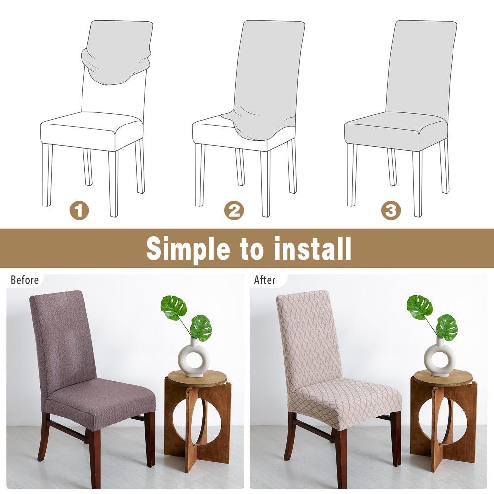 Chair Slipcover Diamond Stretch Elastic Dining Chair Cover Hotel Jacquard Dustproof Slipcover for Home