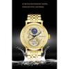 PINTIME Luxury Gold Stainless Watch Dragon Skeleton Mechanical Watch Men Moon Phase Tourbillon Wristwatch