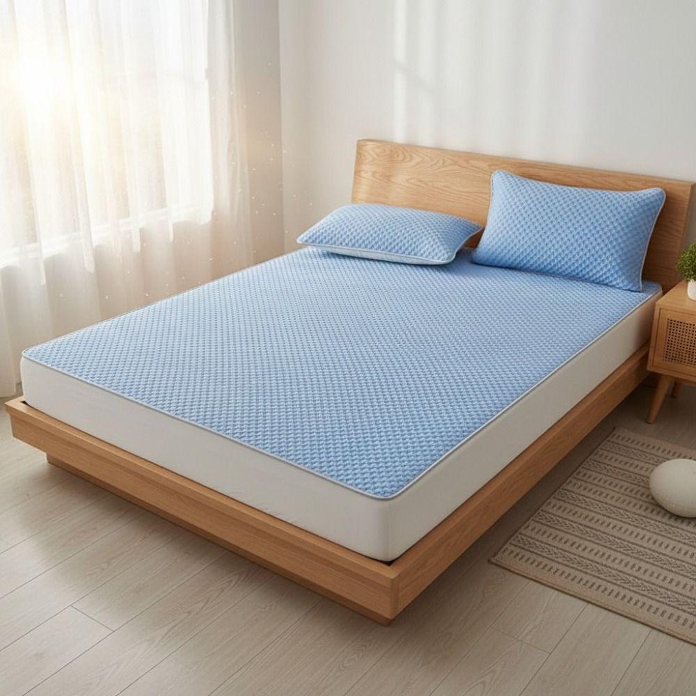 Washable Ice Silk Bed Mat Skin-friendly Summer Cooling Mat Household Cooling Mattress Pad School