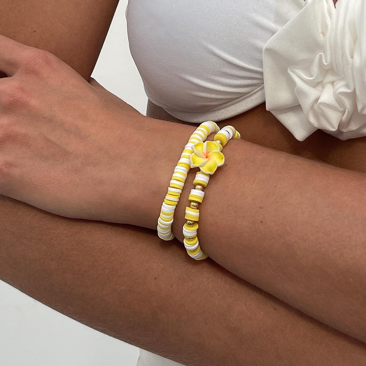 

Богемный браслет с пятью лепестками цветов, разноцветные бусины, керамическая нить CCB, персонализированные украшения Dopamine для женщин на каждый день