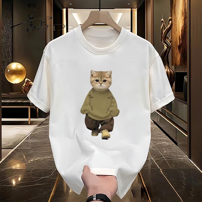 Cotton American Short-sleeved T-shirt Men's and Women's Summer Loose Round Neck Design Sense Niche Versatile Top