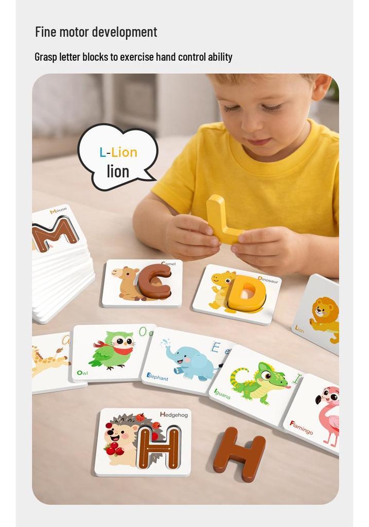 Montessori Holz Tier Buchstaben Puzzle: Lernspielzeug für das frühe Englischlernen von Kindern
