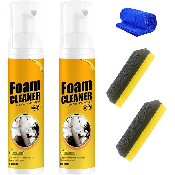 2PCS Multipurpose Foam Cleaner, Foam Cleaner All Purpose For Car, Kitchen, Bathroom, Interior And House Lemon Flavor(100Ml*2)