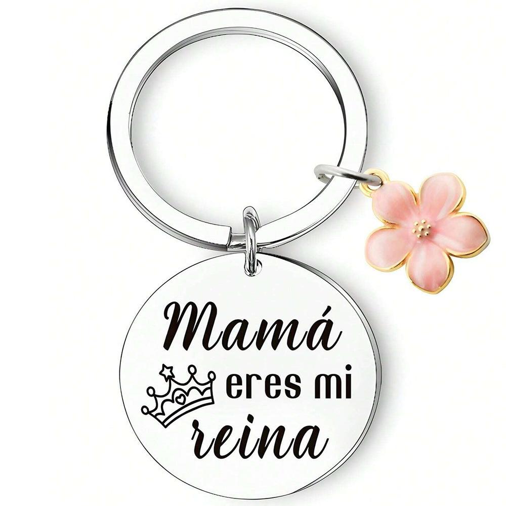 Stainless Steel Keychain Laser Mothers Day Mom Stepmom Holiday Gift Bag Small Pendant Stainless Steel Keychain for Backpack Bag Pendant