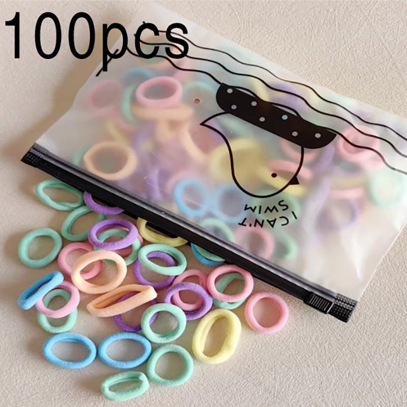 50/100Pcs Colorful Basic Nylon Ealstic Hair Ties for Girls Ponytail Hold Scrunchie Rubber Band Kid Fashion Hair Accessories
