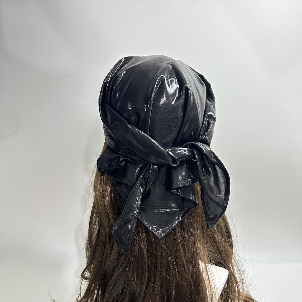 Flüssiges Silber Leopardenmuster Bandana - Y2K Retro Seiden Kopftuch