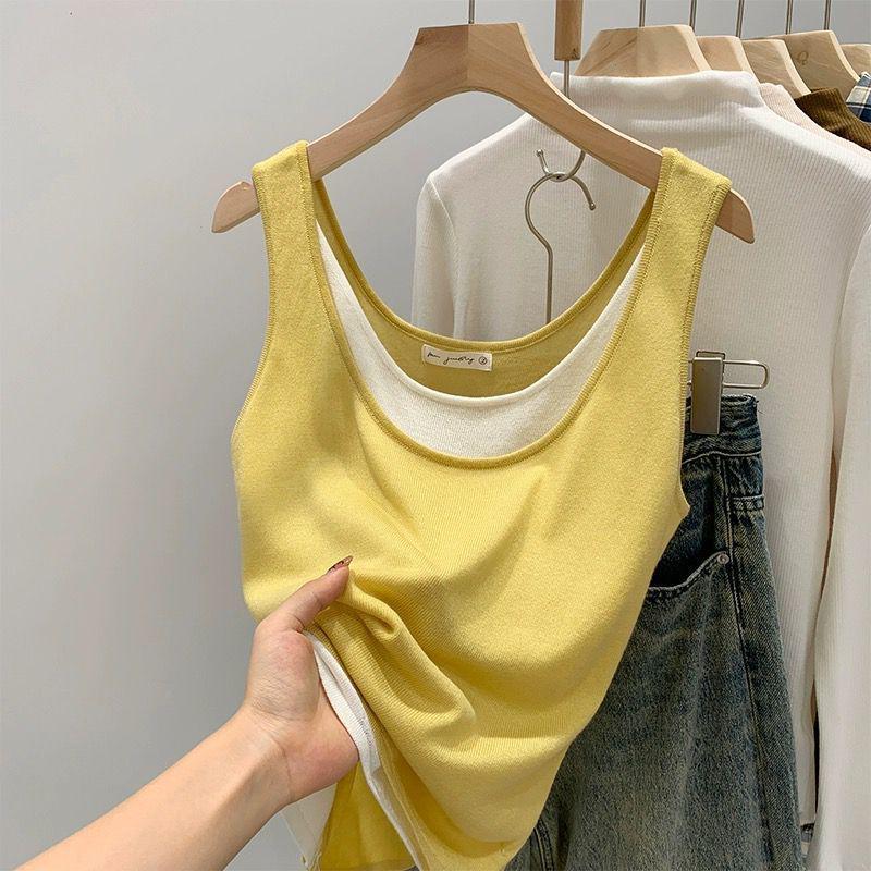 Women s 2026 Modal Two-Piece Look Camisole Vest - Loose, Plus Size Sleeveless Summer Top M [40-50 kg]