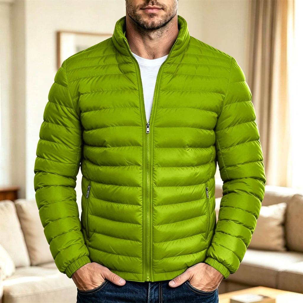 Men's Trendy Casual Color Stand Collar Cotton Padded Jacket for Everyday Wear
