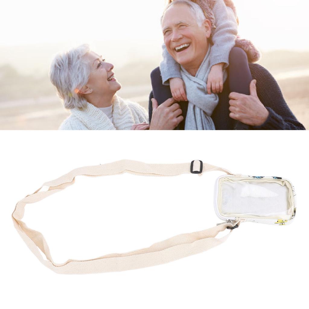 Portable Small Shoulder Pouch Bag Transparent Soft Shell Hanging Pouch with Adjustable Shoulder Stra