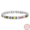 Edele 925 Sterling Zilveren Armband Ketting Luxe Kleur Kristal Hand Sieraden Voor Vrouwen Charme Bruiloft Cadeau Feest 18cm