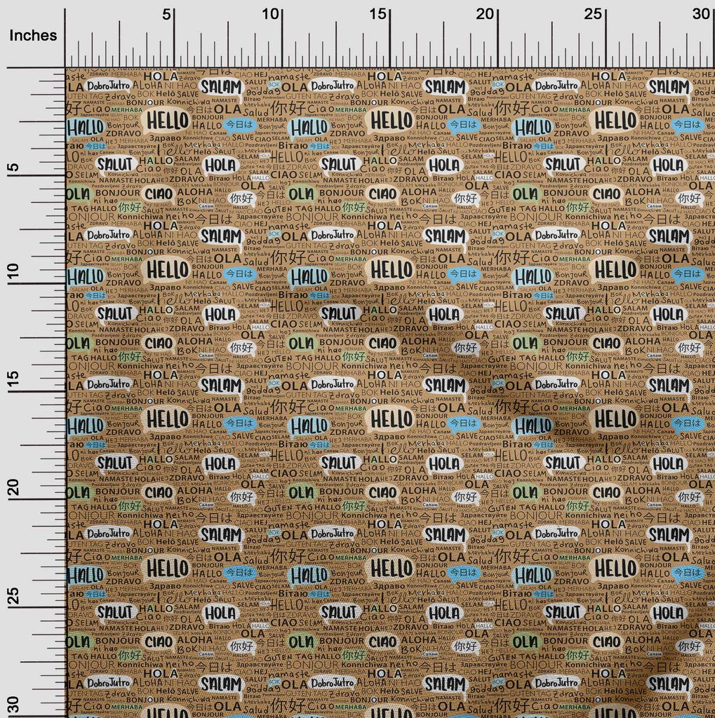 oneOone Cotton Flex Brown Fabric Writing Text Diy Clothing Quilting Fabric Print Fabric By Yard 40 Inch