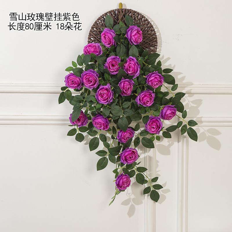 Artificial Flower Rattan Decoration Wall Hanging Roses Fake Hanging Flowers Decorative Flowers Wreath Wedding Home Garden Decor