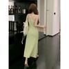 French Style Striped Suspender Knitted Dress: Backless, Slim Fit, Hip-Wrapped, Summer Women's Fashion