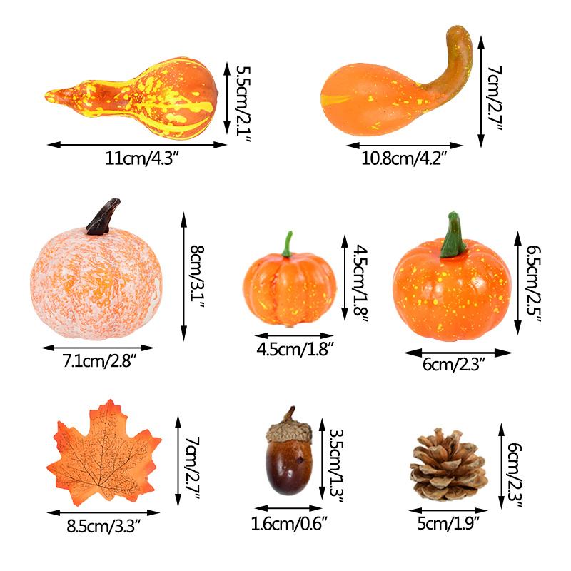 50Pcs/set Artificial Pumpkin Maple Leaves Pine Cone Halloween Thanksgiving Fall Table Home Decoration Photo Props Ornaments