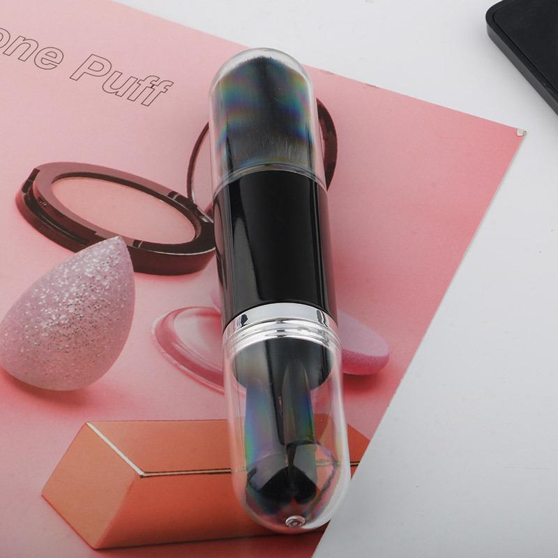 Compact 4-in-1 Retractable Makeup Tool: Eyeshadow & Loose Powder Brush for All Skin Tones