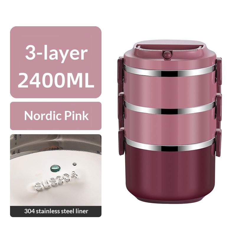 3 Layer Insulated Lunch Box 304 Stainless Steel Leakproof Large Capacity Bento Container Gift for Students Office Workers