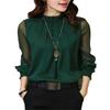 Autumn Rayon Chiffon Mesh Ribbon Long-sleeved Shirt