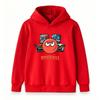 Kids Boys Girls Pullover Hoodie, Cool Red Ball Cartoon Print Casual Warm Long Sleeve Hooded Sweatshirt for Children Daily Wear