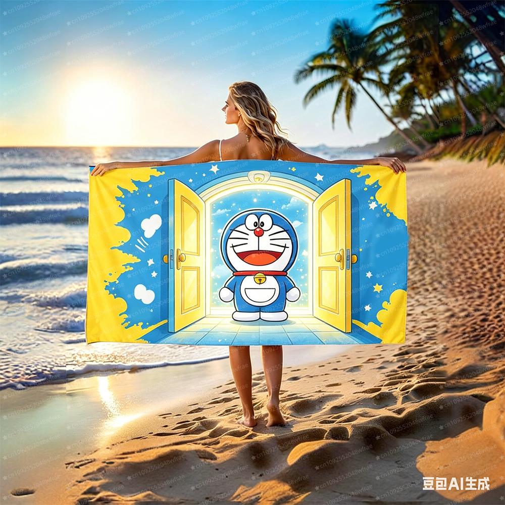 1Pc Cute Cartoon Doraemon Absorbent Towel Swimming Pool Travel Gift Gym Shower Camping Quick Drying Exercise Beach Towel