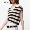 MO&Co. Women's Striped Polo Knit Top