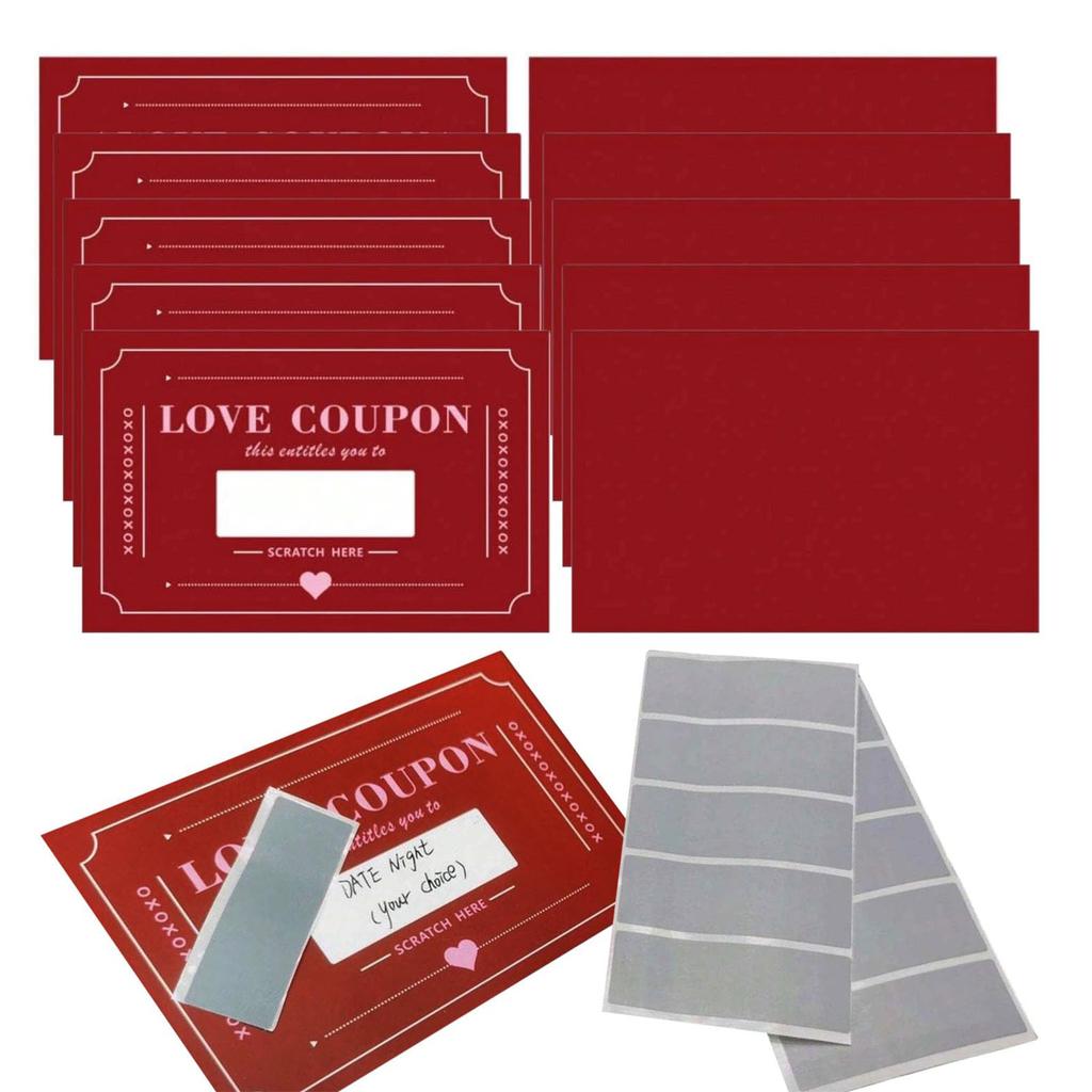 20pcs Lovers Scratch-off Cards Coupon DIY Romantic Valentine's Day Love Game Card Funny Party Game for Adult Wedding Anniversary