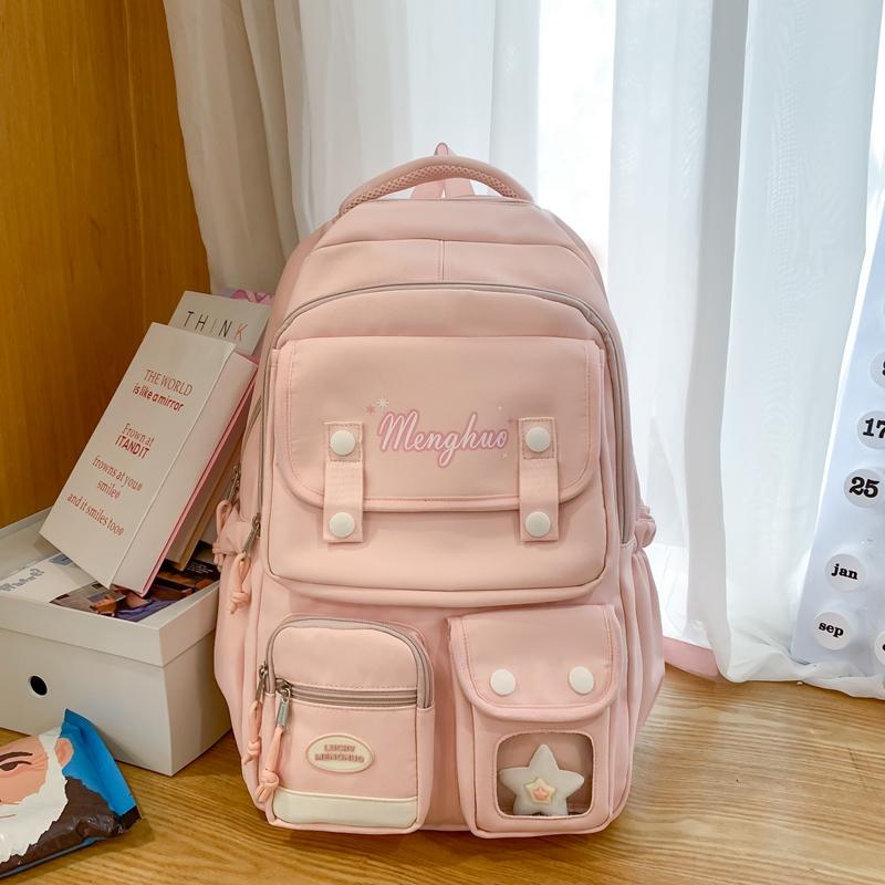 College Style Schoolbag Women's Large Capacity Computer Travel Bag Letter Print Backpack for High School Students