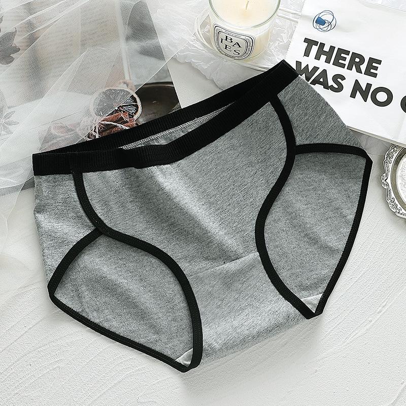 Japanese Cotton Women's Mid-Waist Sporty Color Block Triangle Panties