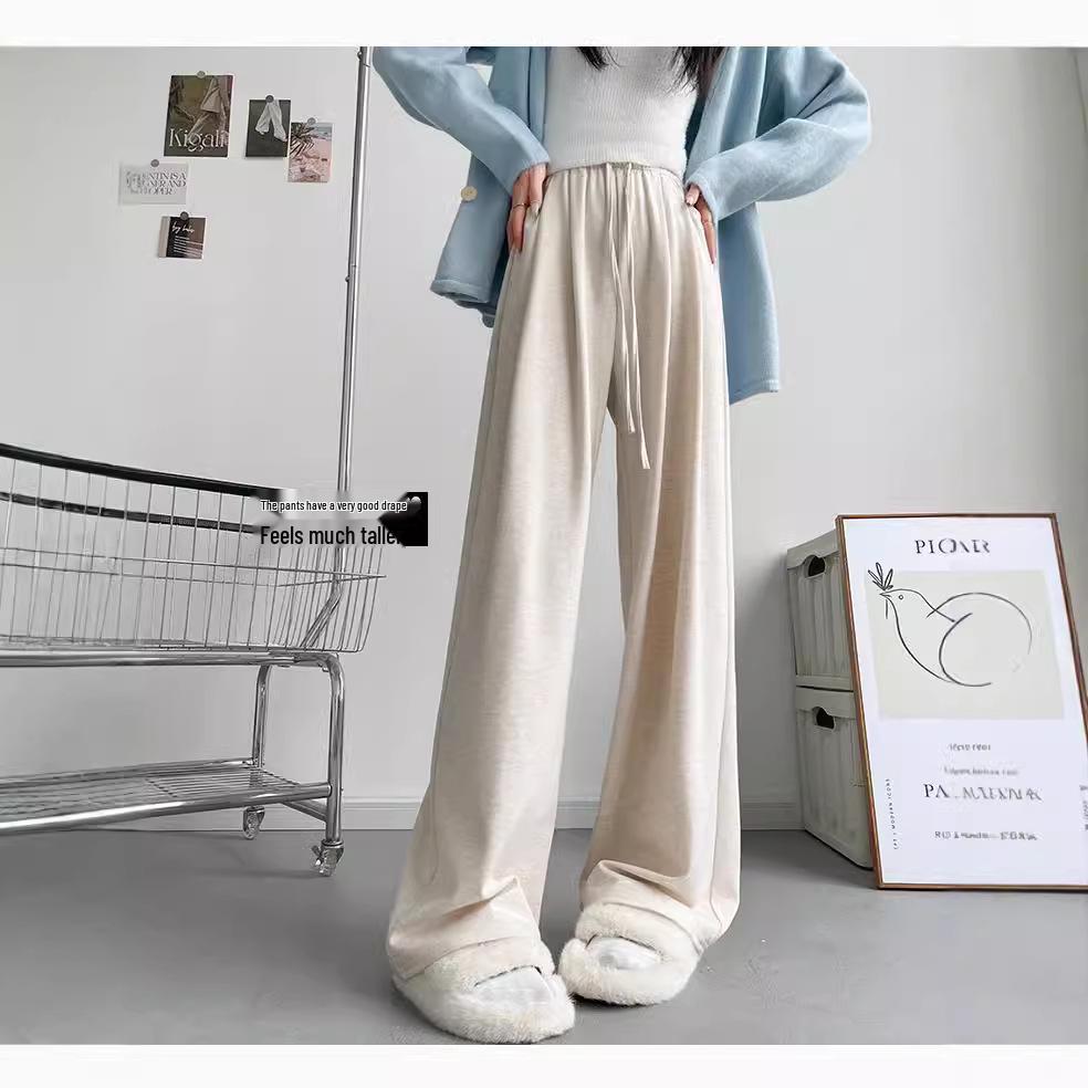 

2024 Women s Autumn & Winter Soft Knit Straight-Leg Glutinous Pants XXL