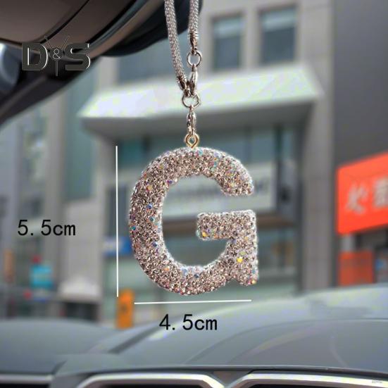 Bling Car Letter Charm Faux Crystal Letter Pendant Car Rear View Mirror Hanging Rhinestone Alfabet Ornament do Samochodowego Choinki