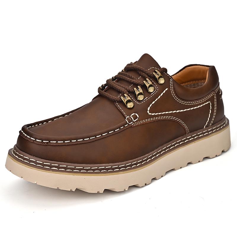 Men's 2023 Genuine Leather Casual Shoes - Trendy, Versatile, Thick Sole, Height Increasing, Anti-slip, Soft Sole, Lace-up