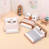 Dollhouse New Cream Style Double Bed Model Micro Scene Model Miniature Furniture Dolls Accessory Simulated Furniture Ornament
