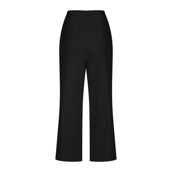 2 Pcs/Set Women Vest Pants Set Sleeveless V Neck Button Decor Wide Leg Straight Loose Solid Color Lady Top Trousers