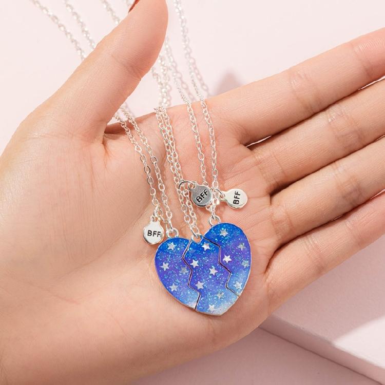 3 Pezzi Collana Girocollo Magnetica a Forma di Cuore Ottima per Amiche Catena a Cuore da Unire