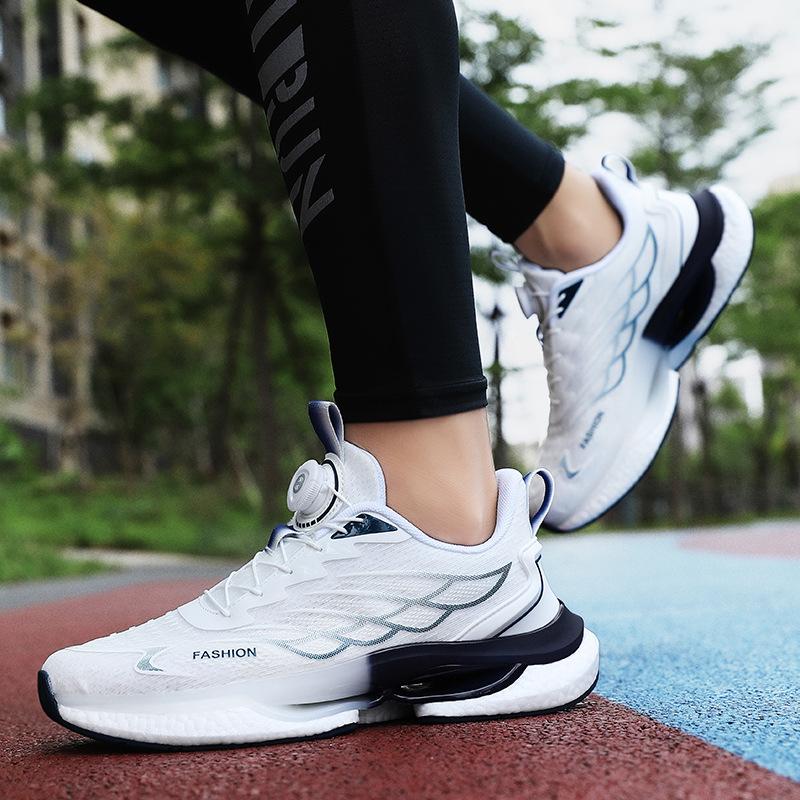 Men's shoes ice silk breathable jaka mesh rotating buckle sneakers really explosive high elastic ultra light shock absorbing running shoes