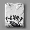 Gothic Black Crow F Caw F T-Shirt for Men F-Caw-F Bird Pure Cotton Tees Round Collar Short Sleeve T Shirts Plus Size Tops