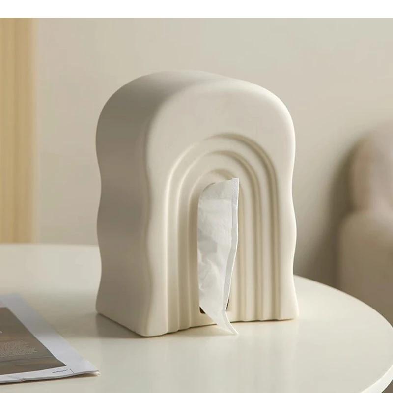 Wave Arched Ceramic Tissue Box Household Tea Table Napkin Paper Removable Home Decoration Accessories