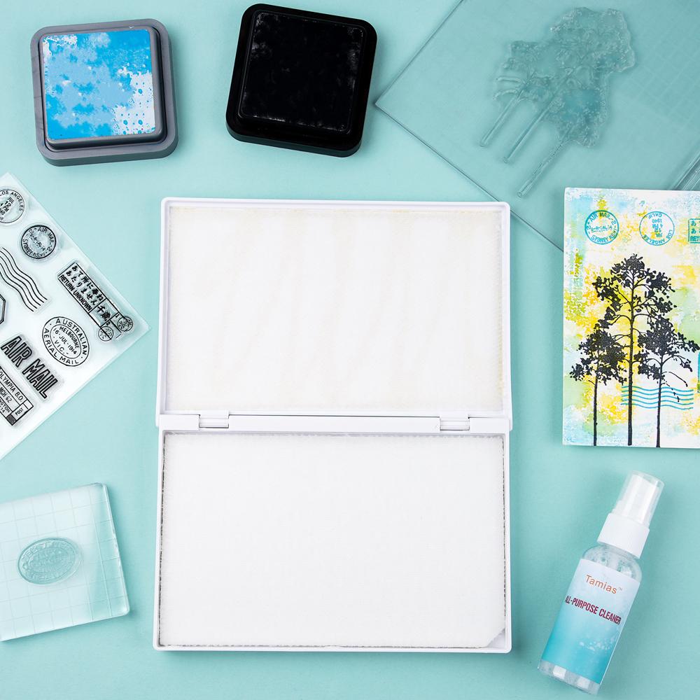 7.3x4.9inch Large Stamp Cleaning Station Scrubber Pad Ink Removing Tool for Applicable to Stamp Cleaning Cloth Stamps Rubber Sta