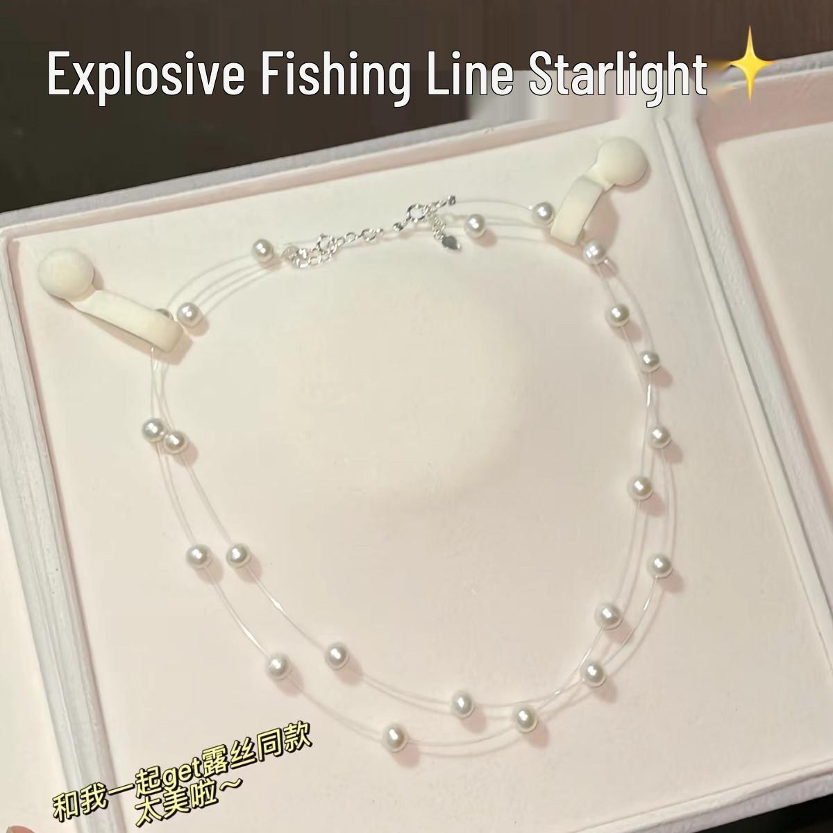 

S925 Sterling Silver Starry Sky Pearl Necklace 6-7mm – Women s Versatile Fashion Clavicle Chain 1 Necklace білий