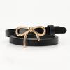 New Sweet Girl Bow Women's Belt Gold Buckle Versatile Dress Light Luxury High-end Decorative Belt Women