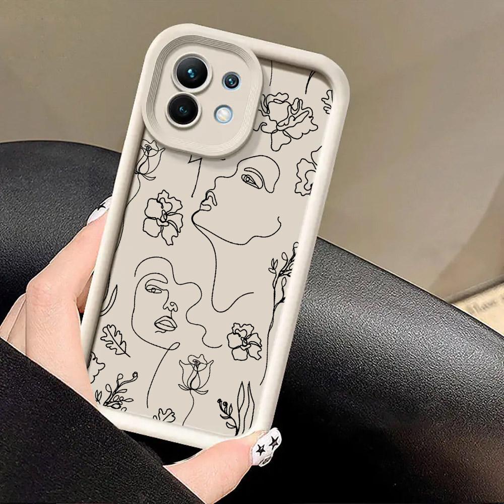 Women Line Art Face Girl Phone Case for Xiaomi Mi 14T 15T 17T Pro 15 Ultra Poco M7 M8 F8 F7 X6 X7 X8 17 Pro Max Shockproof Cover
