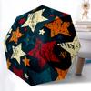 1pc Star Pattern Automatic Folding Umbrella - 8-Rib Iron Frame, Windproof, Portable Sunshade with Plastic Handle for Travel & Outdoor Activi