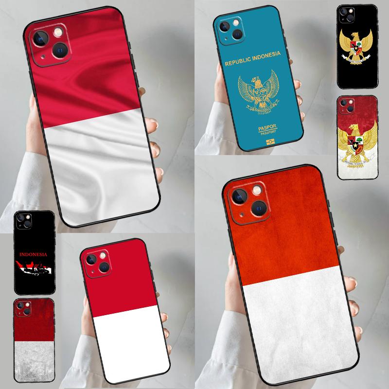 Indonesia Passport Flag Map Phone Case For iPhone 16 Pro Max 14 13 12 11 15 17 Pro Max mini Plus 16e 17 Air Cover Funda