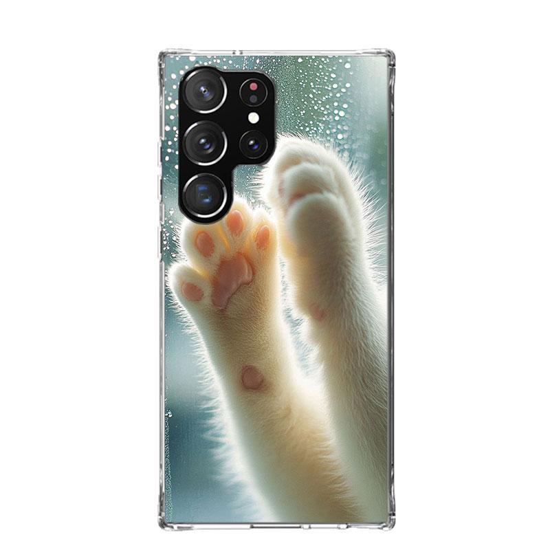 Pink Cat Hand Paw Phone Case For Samsung Galaxy S26 S25 Edge S24 S23 FE S22 Ultra S21 Plus S20 + Fundas Cover Coque Galaxy S25 S