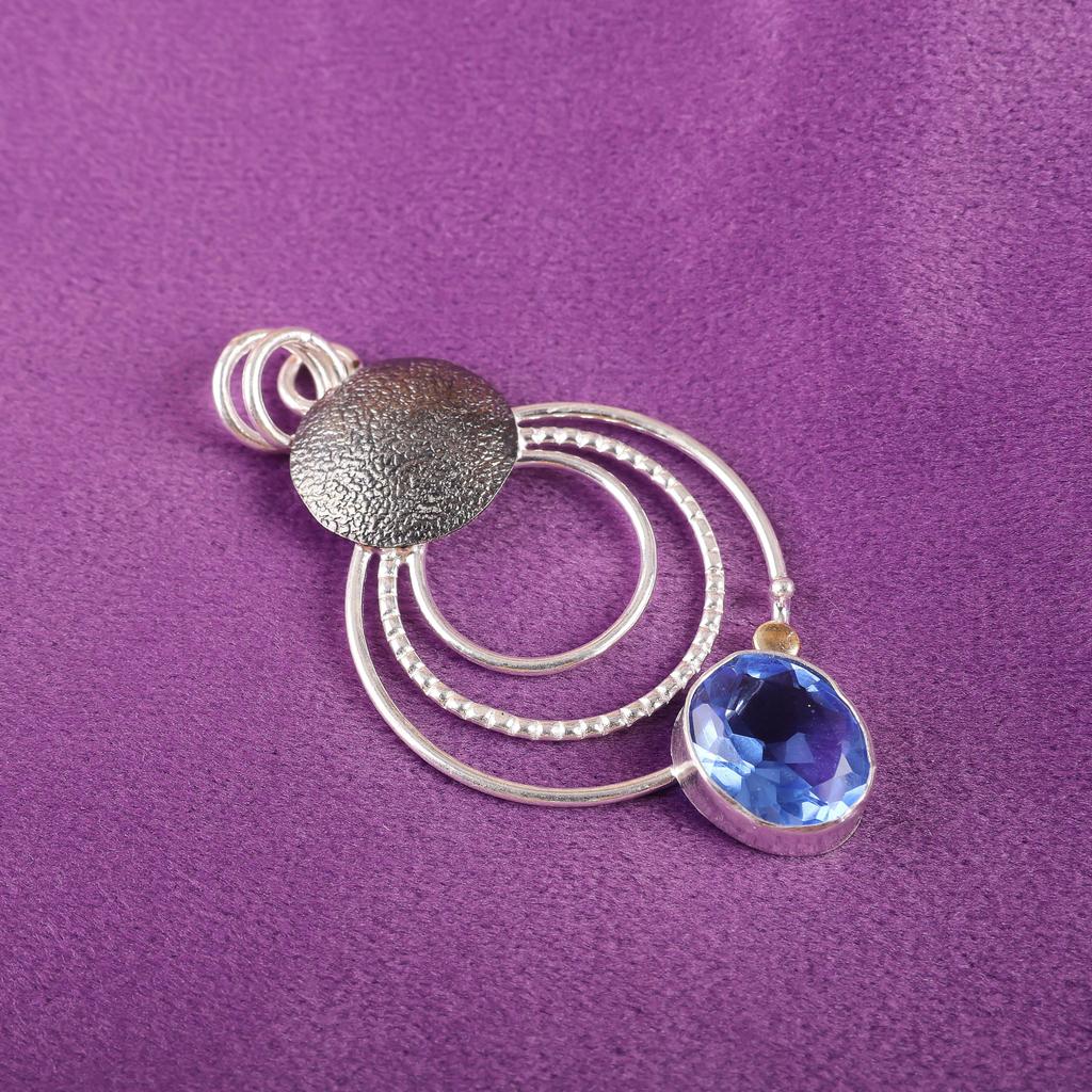 Tanzanite Gemstone Solid 925 Sterling Silver Handmade Wonderful Pendant For Wedding Gift