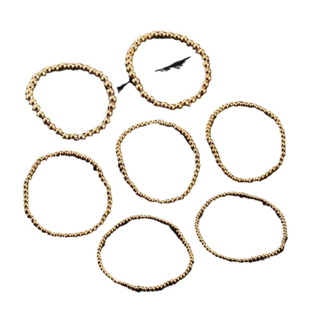 European and American simple and versatile handmade beaded bead bracelet set, gold bead light luxury bracelet 1 piece