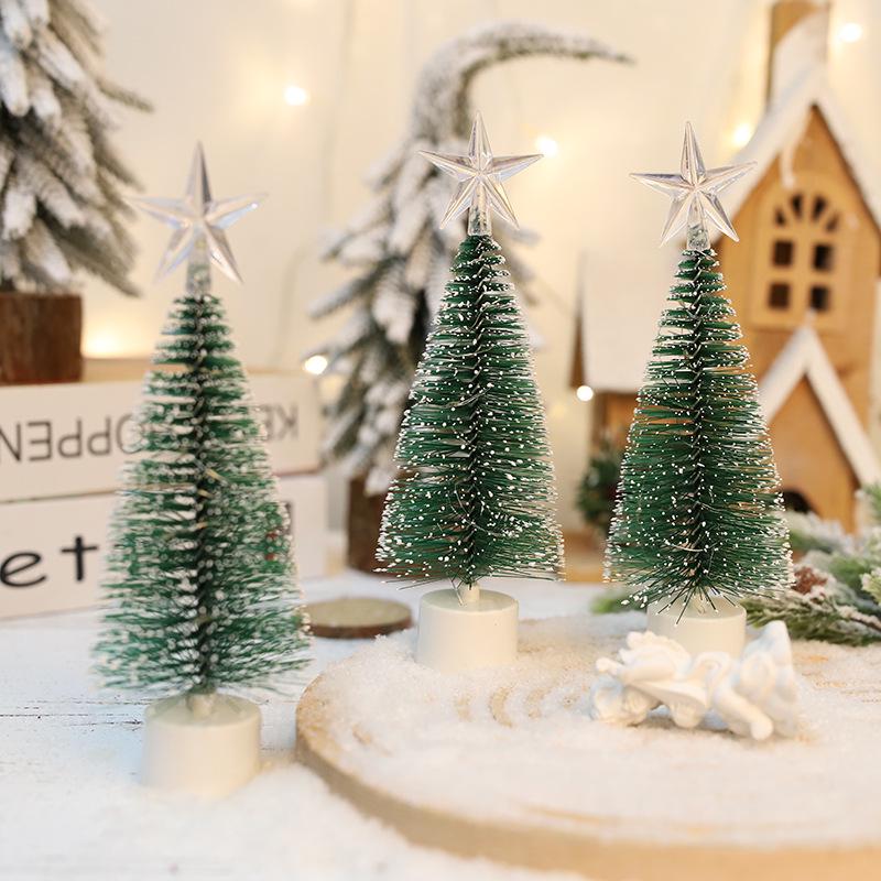 Mini LED Christmas Tree with Glowing Pine Needles - Desktop Ornament and Gift
