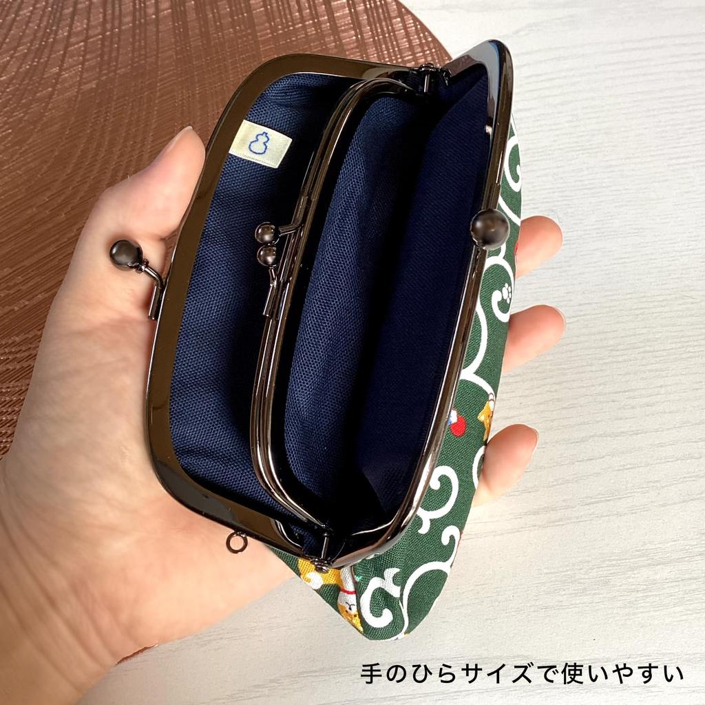Made In Cotton Clasp Wallet with Coin X 17 X Parent and Child Clasp Shiba Inu Green Kyosuke, Japan, Purse, Approx. 10.5 1.5cm, Purse, Enkiya, Design,