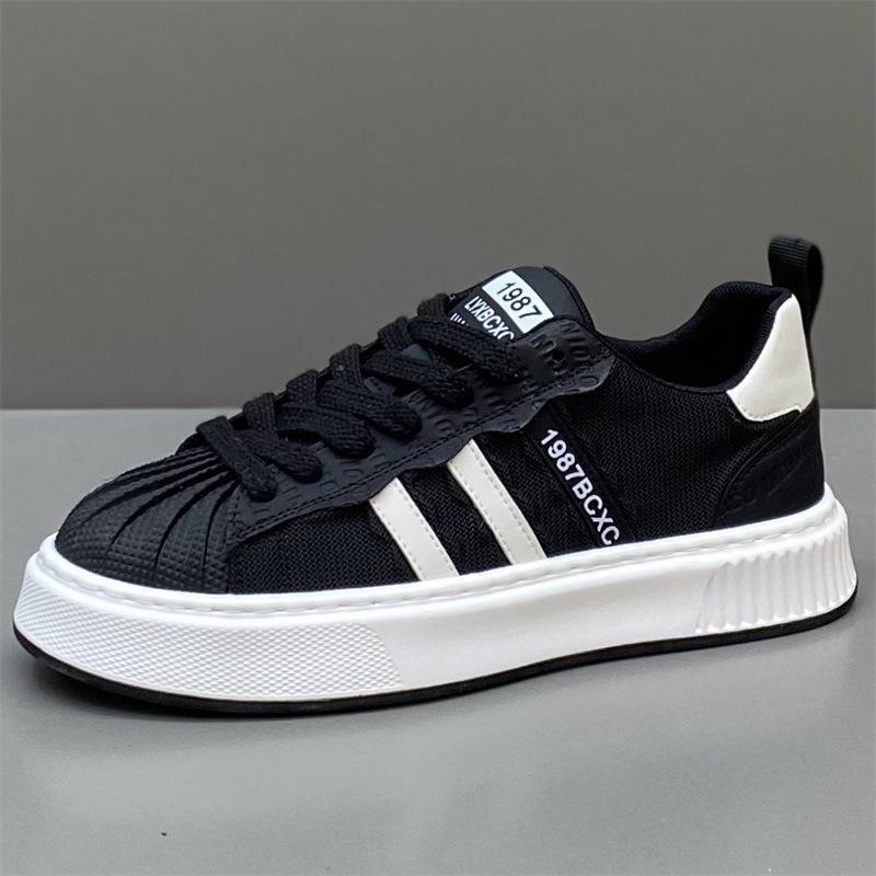 Autumn 2025 Men s Shell Toe Sneakers - Mesh Soft Sole Three Stripes Low-Top Casual Shoes 38 чёрный
